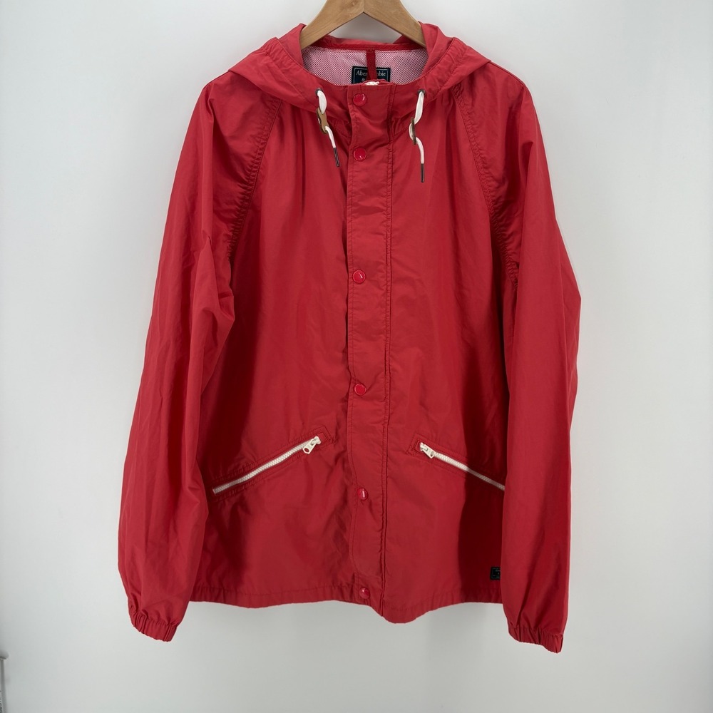 ABERCROMBIE & FITCH WIND & WATER RESISTANT HOODED FULL ZIP JACKET MEN'S MEDIUM